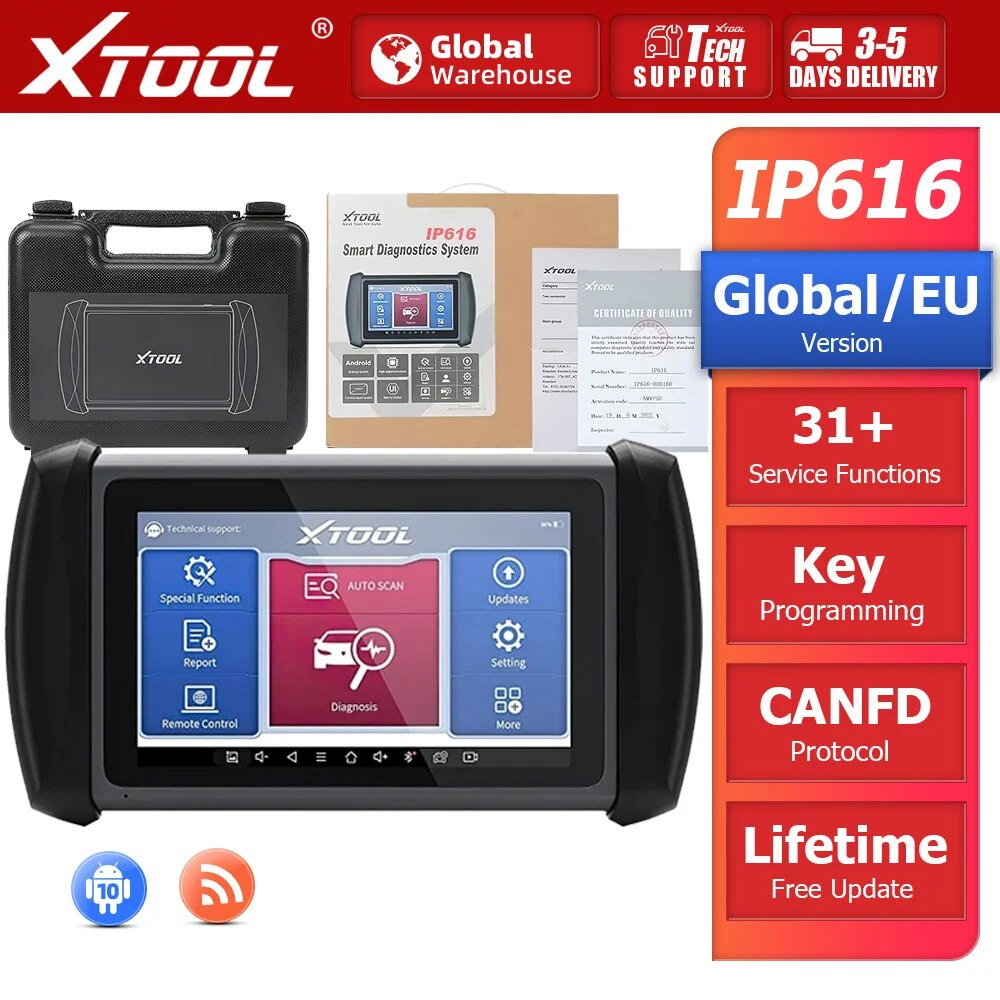 XTOOL InPlus IP616 ڵ   ABS   SRS/DPF/TPMS 缳 CANFD OBD2 ĳ 15  Űα׷ 8-in-1 ǽð ͸   Ʈ
